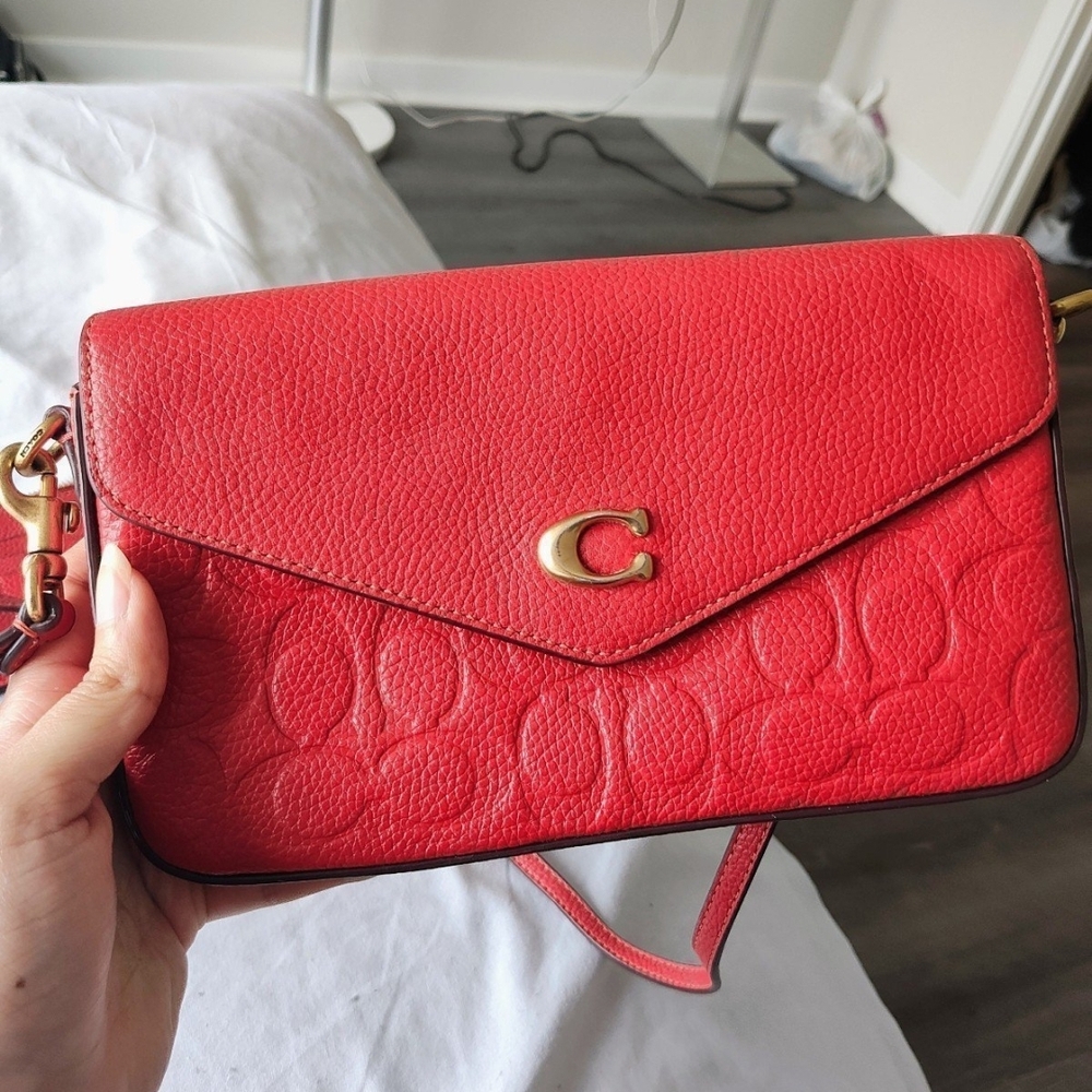 Coach Red Signature Leather Crossbody Bag - Picture 3 of 5